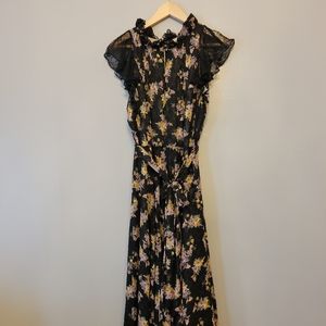 Tahari Black Floral Maxi Dress Gown Size 10